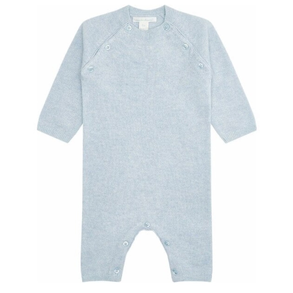 NWT Marie Chantal Ariel Angel Wing 100% Cashmere Romper Blue 3m